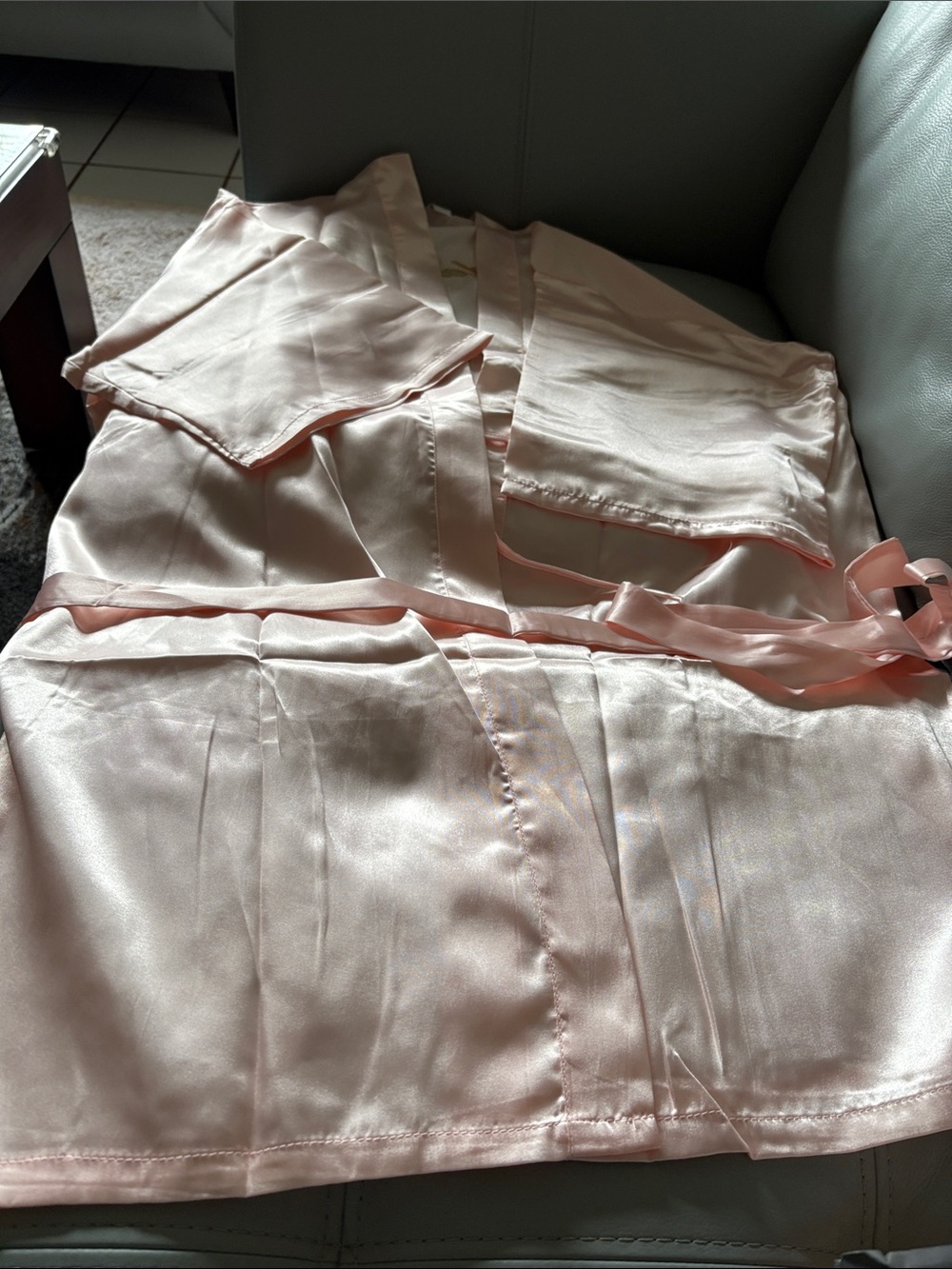 Satin Kimono Robe in Light Pink - Women’s Intimates & Sleepwear